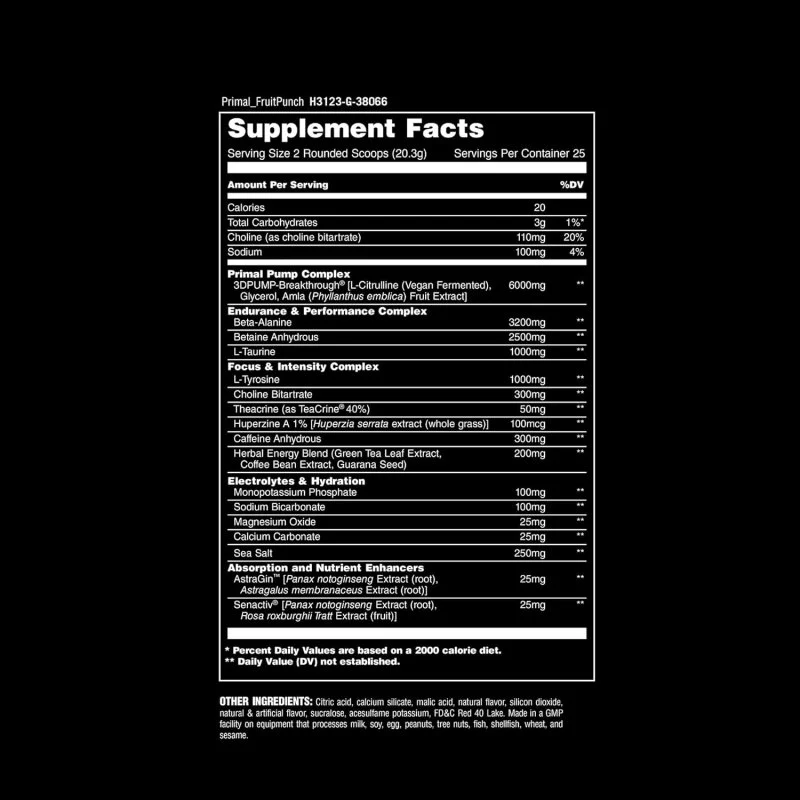 Animal Primal Loaded Pre-Workout | Energy, Focus & Muscle Pump - Image 3