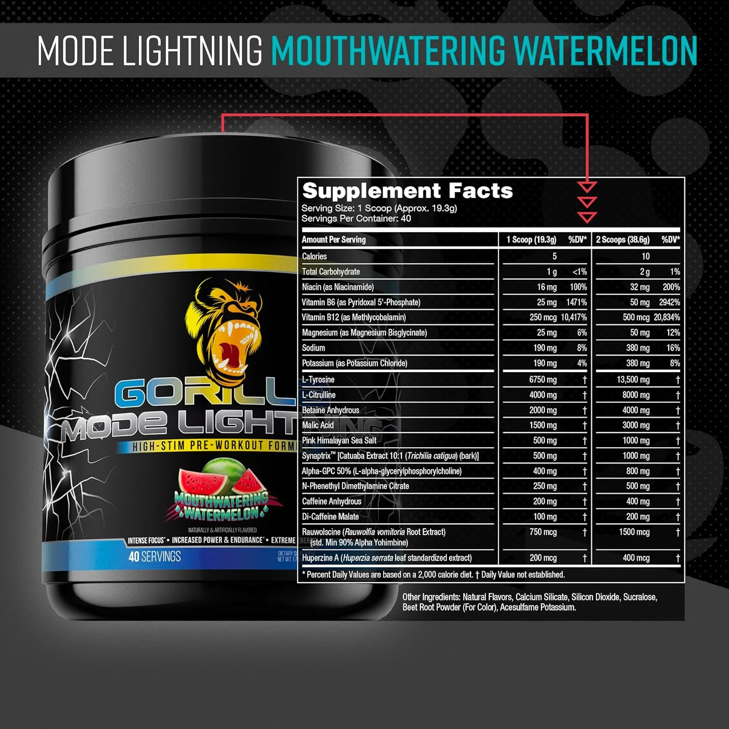 Gorilla Mind Gorilla Mode Lightning | High-Stim Pre-Workout for Energy - Image 2