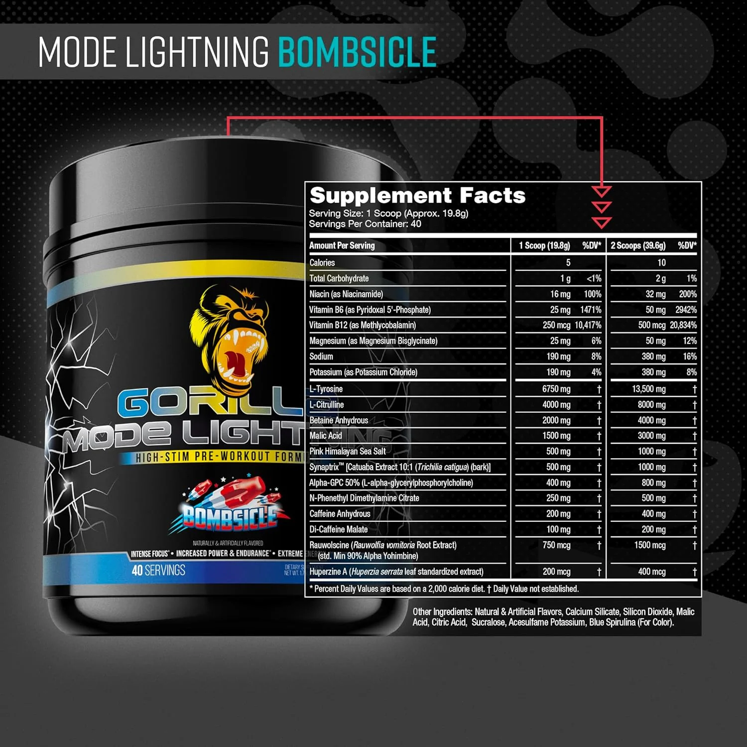 Gorilla Mind Gorilla Mode Lightning | High-Stim Pre-Workout for Energy - Image 4