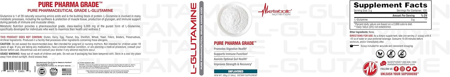 Metabolic Nutrition L-Glutamine | Muscle Recovery, Immune Support & Endurance Powder - Image 4