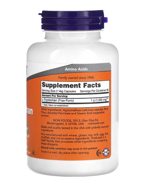 NOW Foods L-Tryptophan 500 mg - Image 4