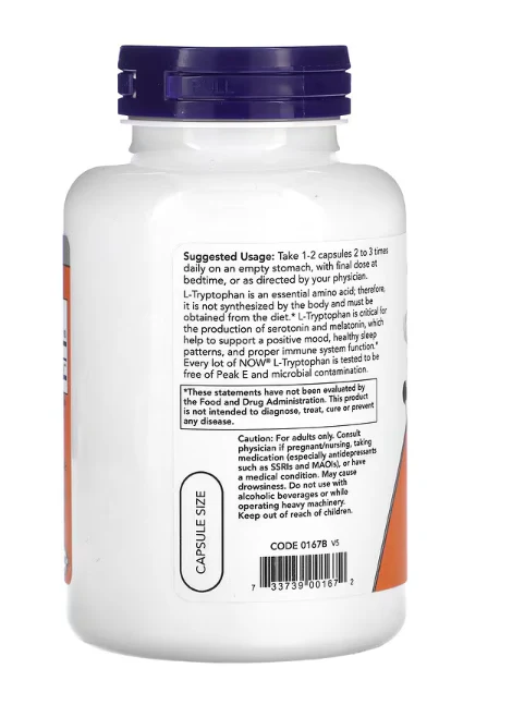 NOW Foods L-Tryptophan 500 mg - Image 5
