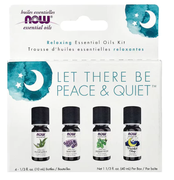 NOW Foods Let There Be Peace & Quiet™ Relaxing Essential Oils Kit | 4 x 10 mL - Image 2