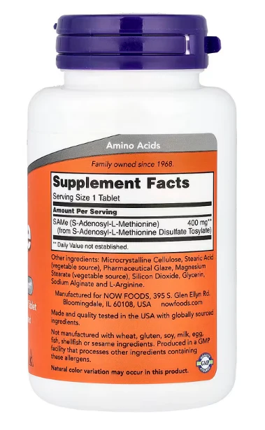 NOW Foods SAMe 400 mg | Mood & Joint Support - Image 4