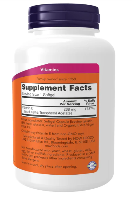 NOW Foods Vitamin E-400 IU | Natural d-Alpha Tocopheryl Softgels - Image 4