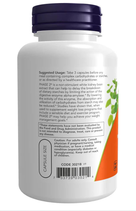 NOW Phase 2® White Kidney Bean Extract 500 mg | Carb Support - Image 3