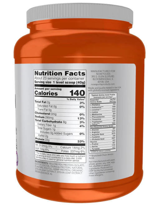 NOW Sports Plant Protein Complex 22g Protein - Image 5