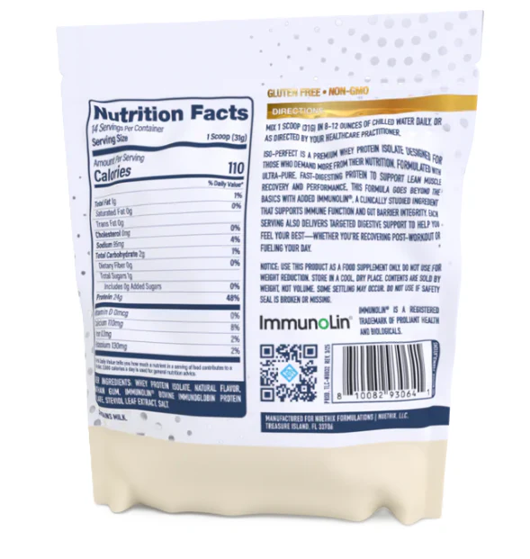 NuEthix ISO-Perfect Protein | Digestive Support + ImmunoLin® | 14 Servings - Image 2