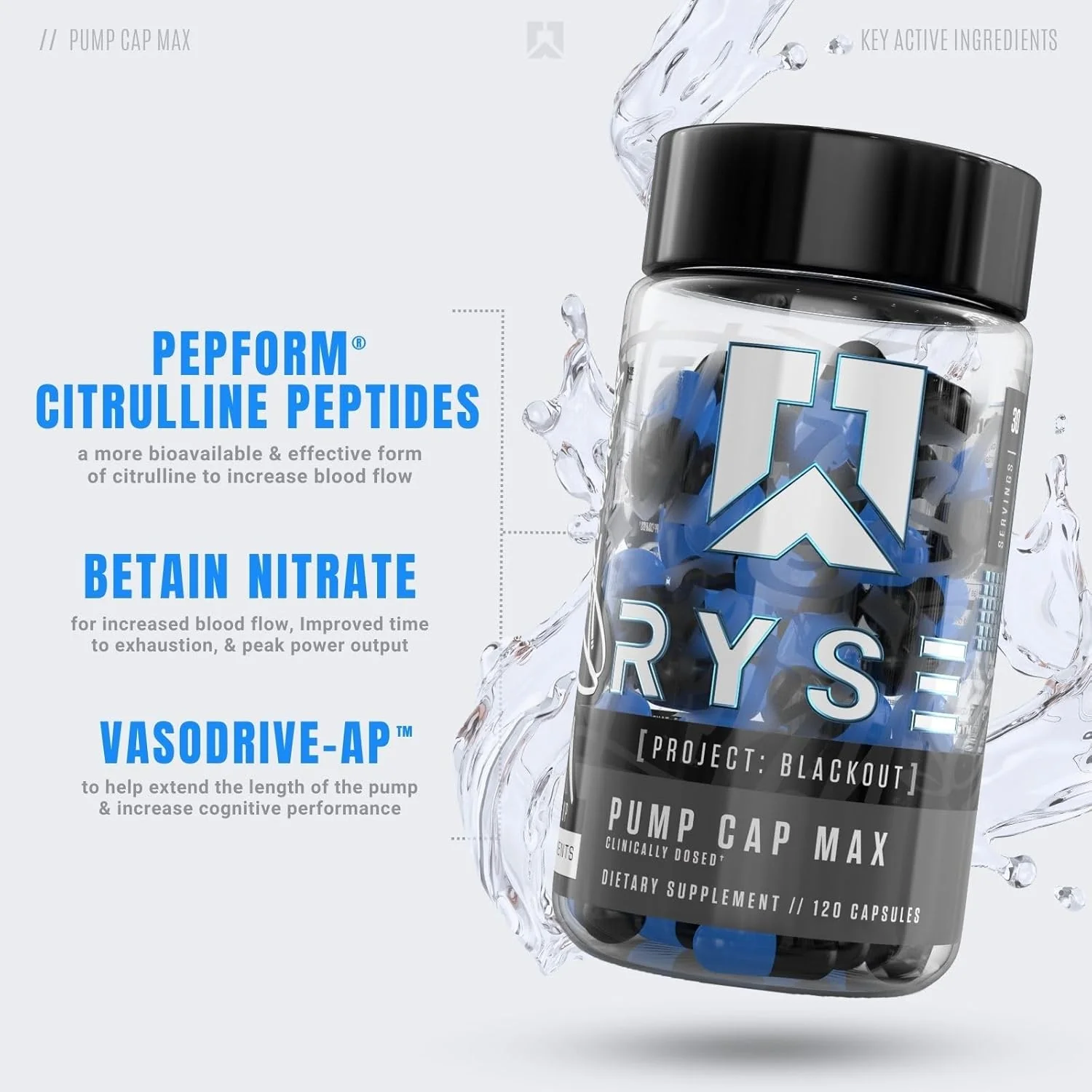 RYSE Project Blackout Pump Cap Max | Nitric Oxide Booster Capsules - Image 3