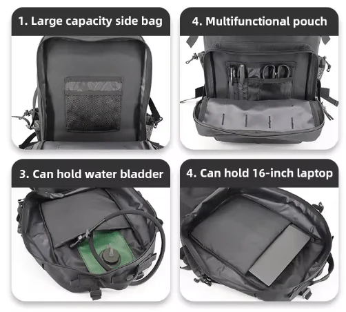 Tiger Fitness 45L Tactical Assault Backpack with Molle System, Waterproof Rucksack (Comes with 3D TF Scratch Logo Patch) - Image 11